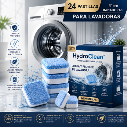 HydroClean™ Pastillas Limpiadoras Lavadora
